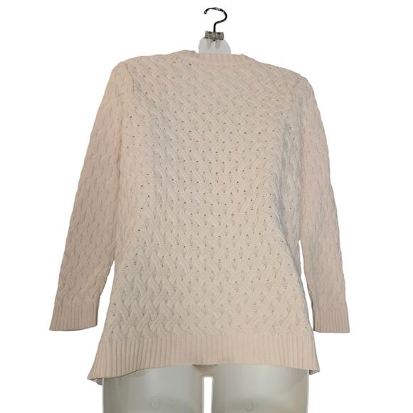 Jeanne Pierre Womens Large Pale Peach Sweater Cotton Long Sleeve Pockets Neutral - Picture 5 of 11